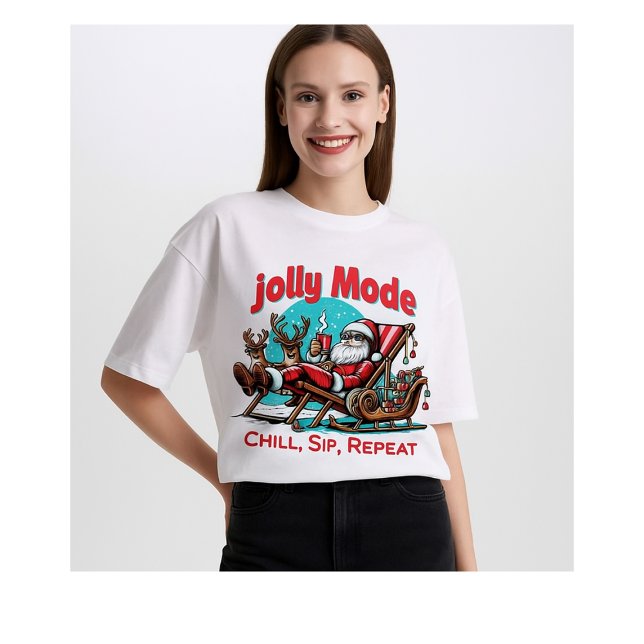 Santa “Jolly Mode: Chill, Sip, Repeat” Christmas  Tri-Blend Shirt (Creator Uploaded)
