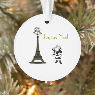 Santa Joyeux Noel Eiffel Tower Paris Christmas Ornament