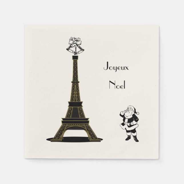 Santa Joyeux Noel Paris French Christmas  Napkins (Front)