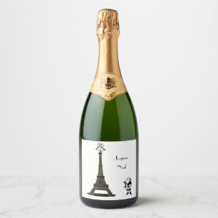 Santa Joyeux Noel Paris French Christmas Sparkling Wine Label