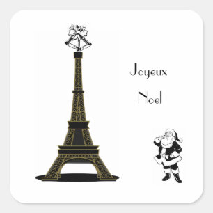 Santa Joyeux Noel Paris French Christmas Square Sticker