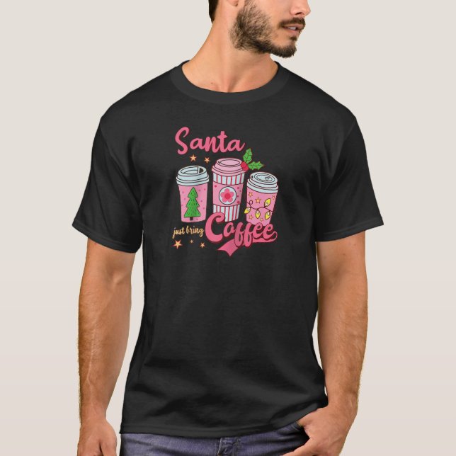 Santa Just Bring Coffee Christmas Holiday Raglan B T-Shirt (Front)