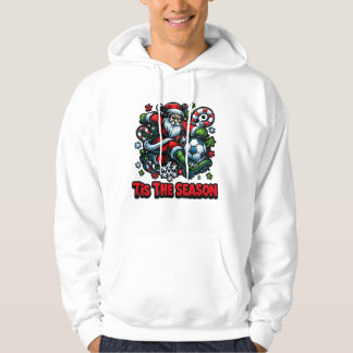 Santa Kicking Soccer Ball Christmas Holiday Hoodie