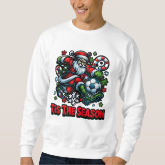 Santa Kicking Soccer Ball Christmas Holiday Sweatshirt