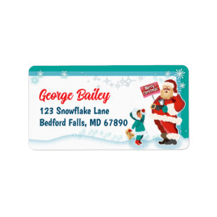 Santa + Kid Christmas Card Return Address Labels