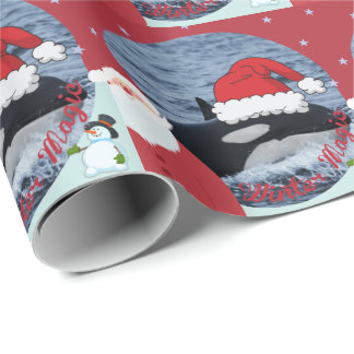Santa Killer whale Christmas wrap Wrapping Paper