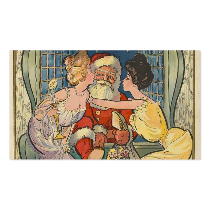 Santa Kisses Vintage Christmas Business Card