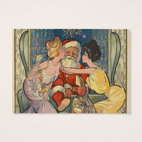 Santa Kisses Vintage Christmas Business Card
