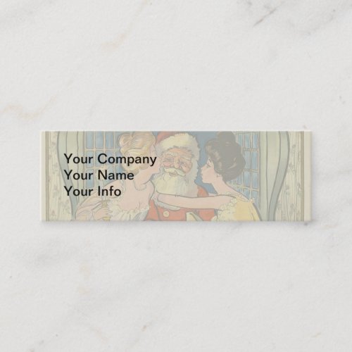 Santa Kisses Vintage Christmas Mini Business Card