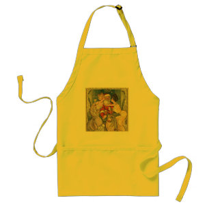 Santa Kissing Vintage Christmas Card Adult Apron
