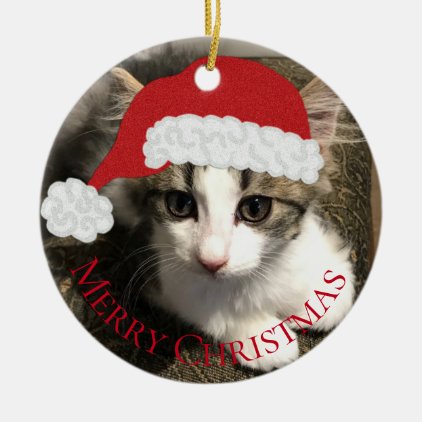Santa Kitten Christmas Ornament