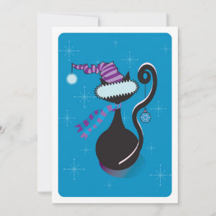 Santa Kitty Blue Invite