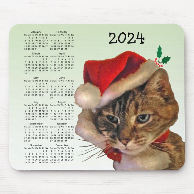 Santa Kitty Cat 2024 Calendar Mousepad