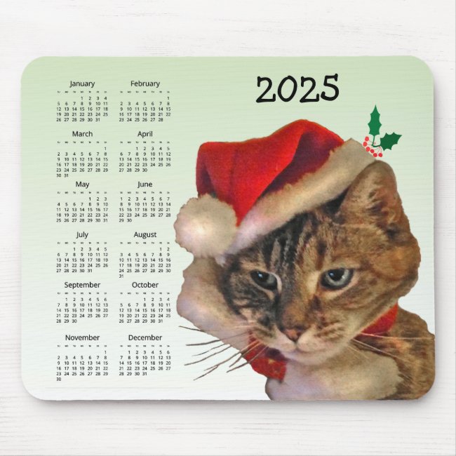 Santa Kitty Cat 2025 Calendar Mousepad