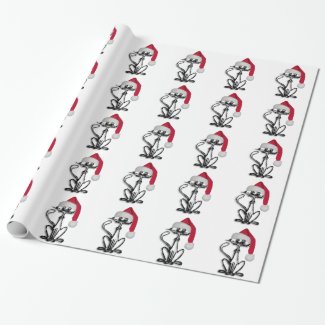Santa Kitty Cat Gift Wrapping Paper