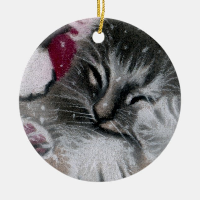 Santa Kitty Cat Ornament (Front)