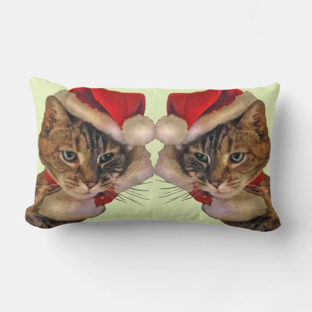 Santa Kitty Lumbar Pillow (Front)