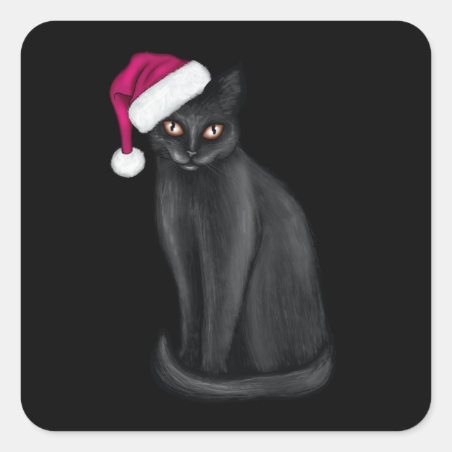 Santa Kitty  Square Sticker (Front)