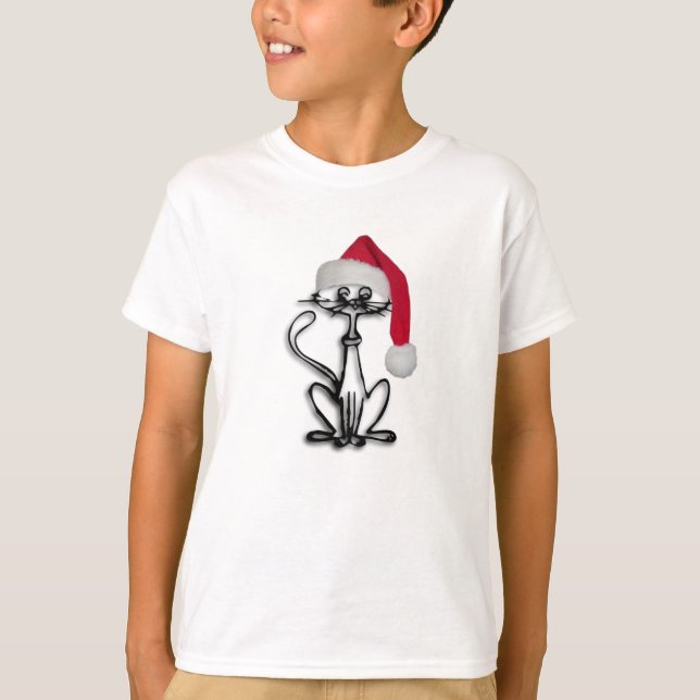 Santa Kitty  T Shirt (Front)