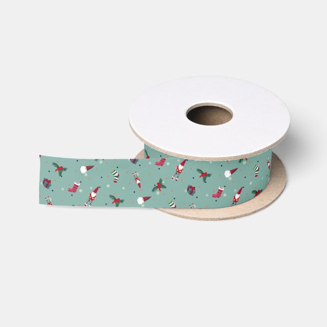 Santa Klaus, Christmas stockings and presents Satin Ribbon (Spool)