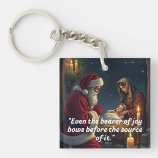 Santa Kneeling at the Manger Keychain