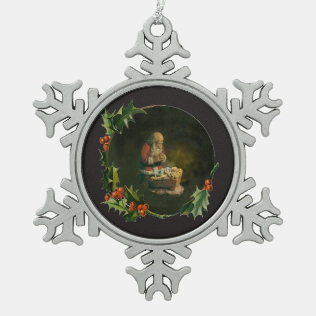 Santa Kneeling at the Manger ornament (Front)