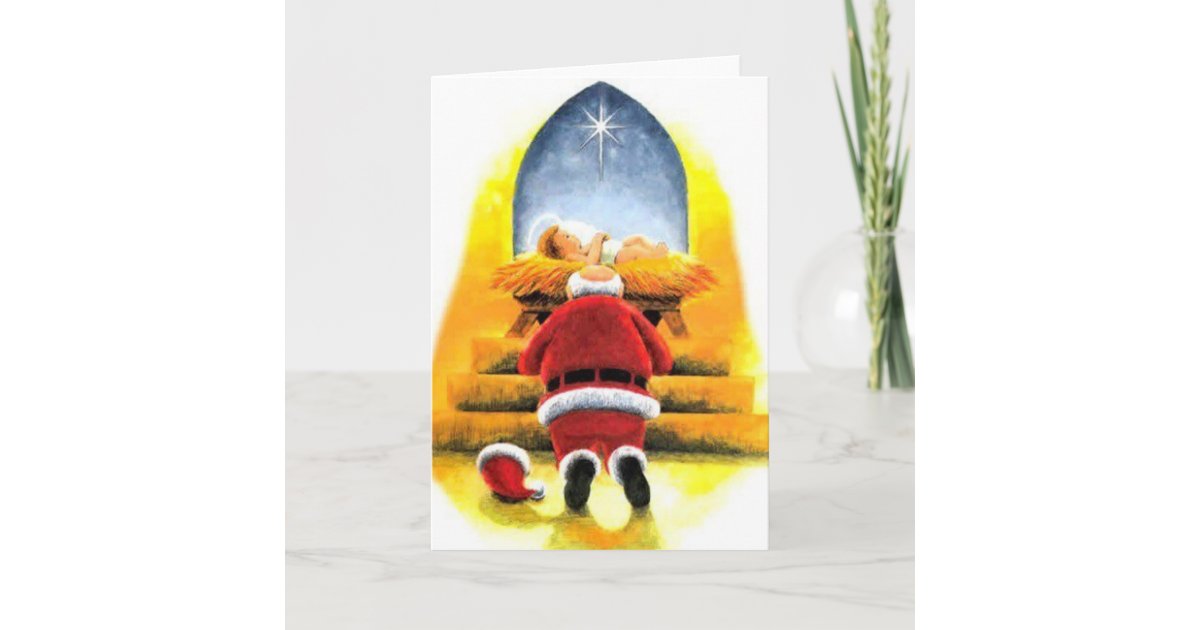 Kneeling Santa Christmas Cards 