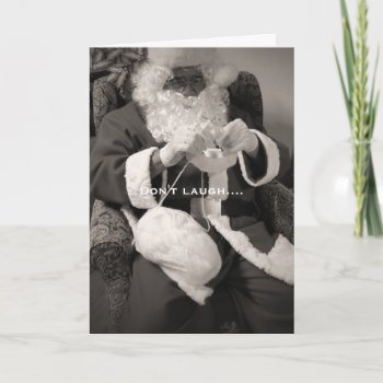 Santa Knitting For Winter Greeting Card by busycrowstudio at Zazzle