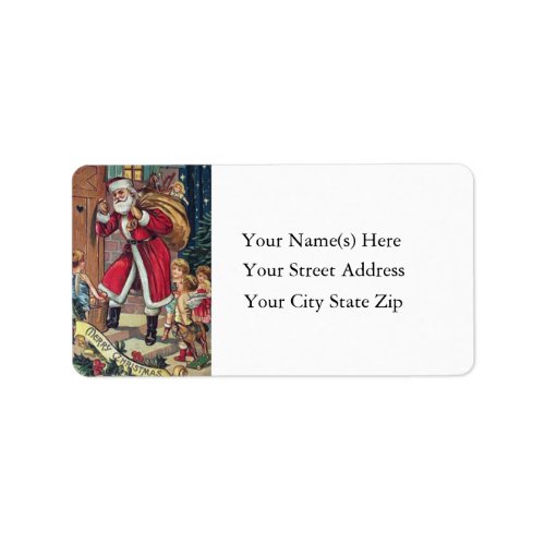 Santa Knocks at the Door Vintage Address Label