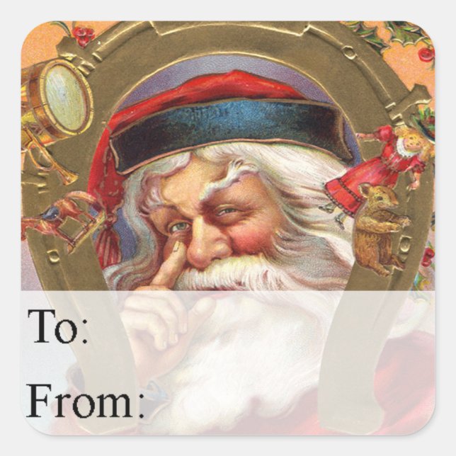 Santa Knows Vintage Christmas Gift Tag (Front)