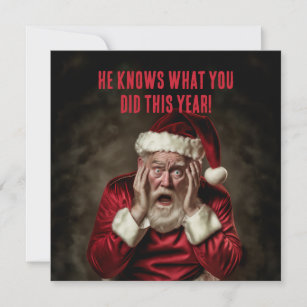 Santa Knows What You Did This Year Funny Christmas Holiday Card