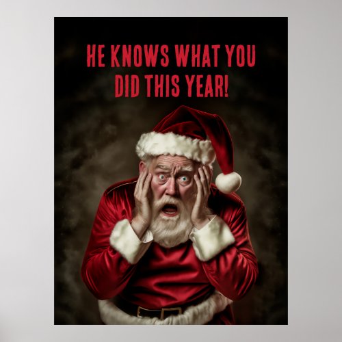 Santa Knows What You Did This Year Funny Christmas Poster
