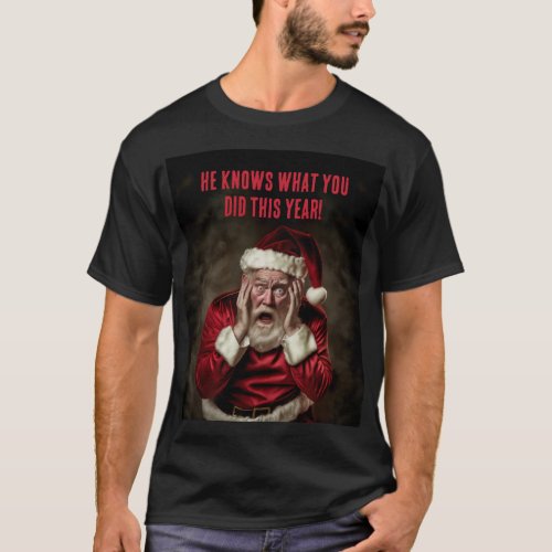 Santa Knows What You Did This Year Funny Christmas T_Shirt