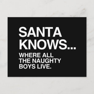 SANTA KNOWS WHERE ALL THE NAUGHTY BOYS LIVE -.png Holiday Postcard