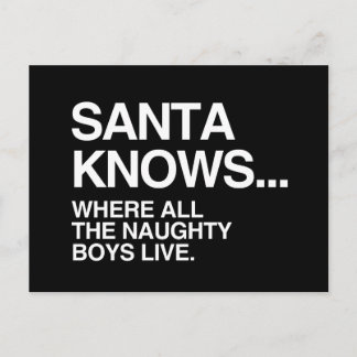 SANTA KNOWS WHERE ALL THE NAUGHTY BOYS LIVE -.png Holiday Postcard