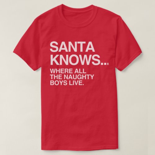 SANTA KNOWS WHERE ALL THE NAUGHTY BOYS LIVE T_Shirt