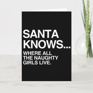 SANTA KNOWS WHERE ALL THE NAUGHTY GIRLS LIVE -.png Holiday Card