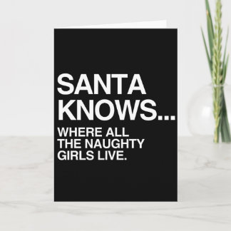 SANTA KNOWS WHERE ALL THE NAUGHTY GIRLS LIVE -.png Holiday Card