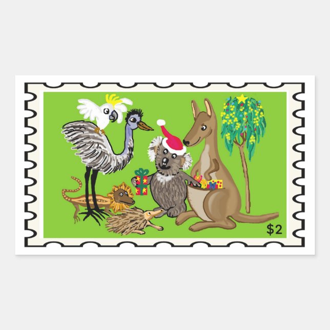 Santa Koala Australian Christmas Rectangular Sticker (Front)