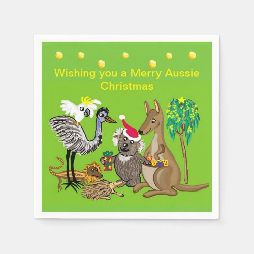 Santa koala gives Aussie Christmas presents Napkins