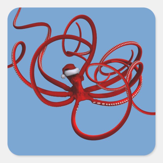 Santa Kraken Square Sticker (Front)