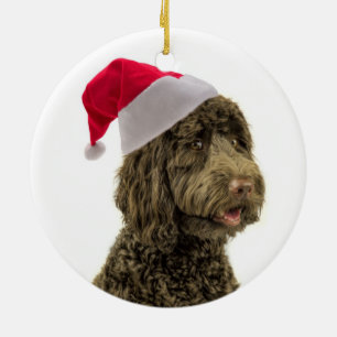 Santa Labradoodle Ornament