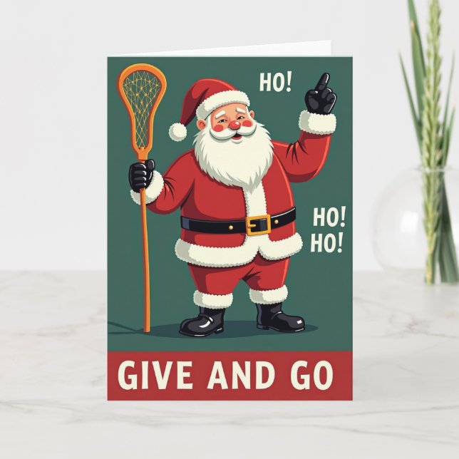 Santa Lacrosse Give And Go Card (Front)