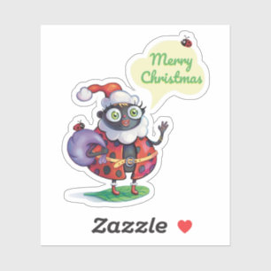 Santa Ladybug Christmas Sticker