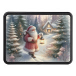Santa Lantern Walk Winter Cottage Scene Hitch Cover