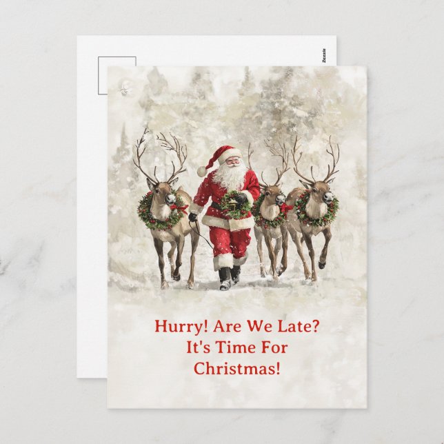 Santa Late Christmas Postcard (Front/Back)