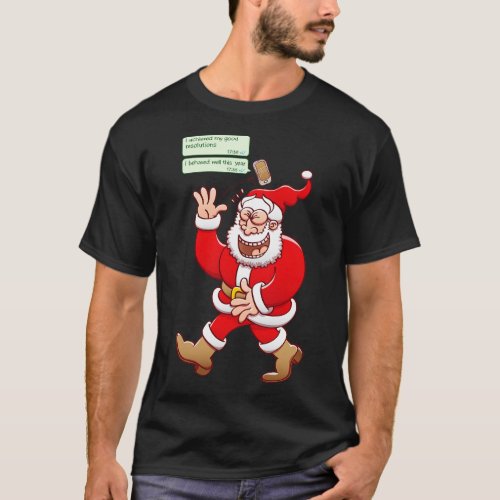 Santa laughing out loud when receiving text messag T_Shirt