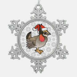 Santa Lesser Prairie-Chicken Pewter Snowflake Ornament
