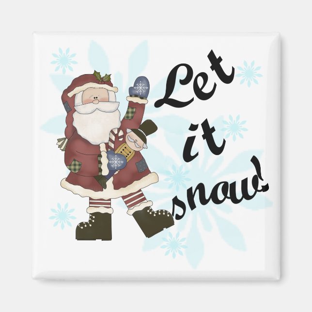 Santa Let it Snow T-shirts and Gifts Magnet (Front)