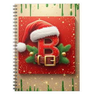 Santa Letter B With Pine Wreath Holiday Style 🎅 Notebook